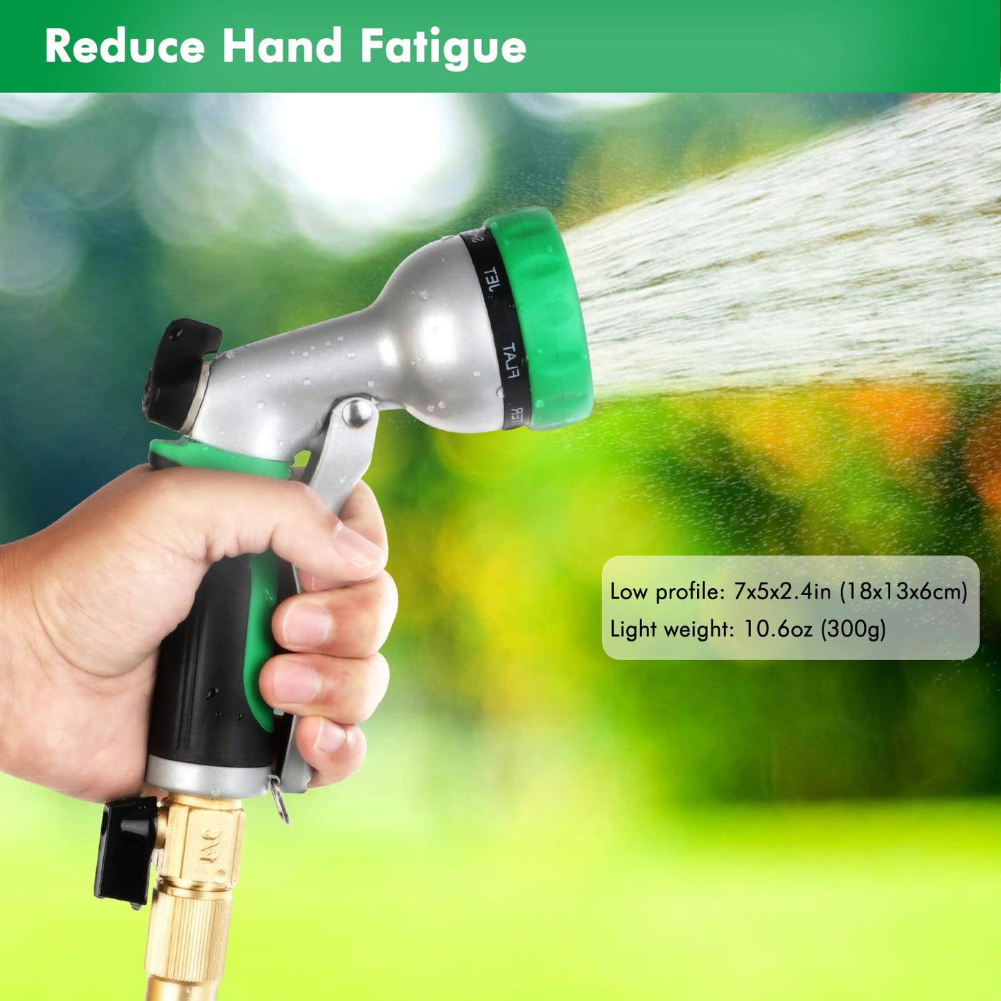 RESTMO Garden Hose Nozzle, Heavy Duty Metal Water Hose Nozzle with 7 Adjustable Spray Patterns, High Pressure Hand Sprayer with Flow Control for Watering Plants & Lawns, Washing Cars & Pets