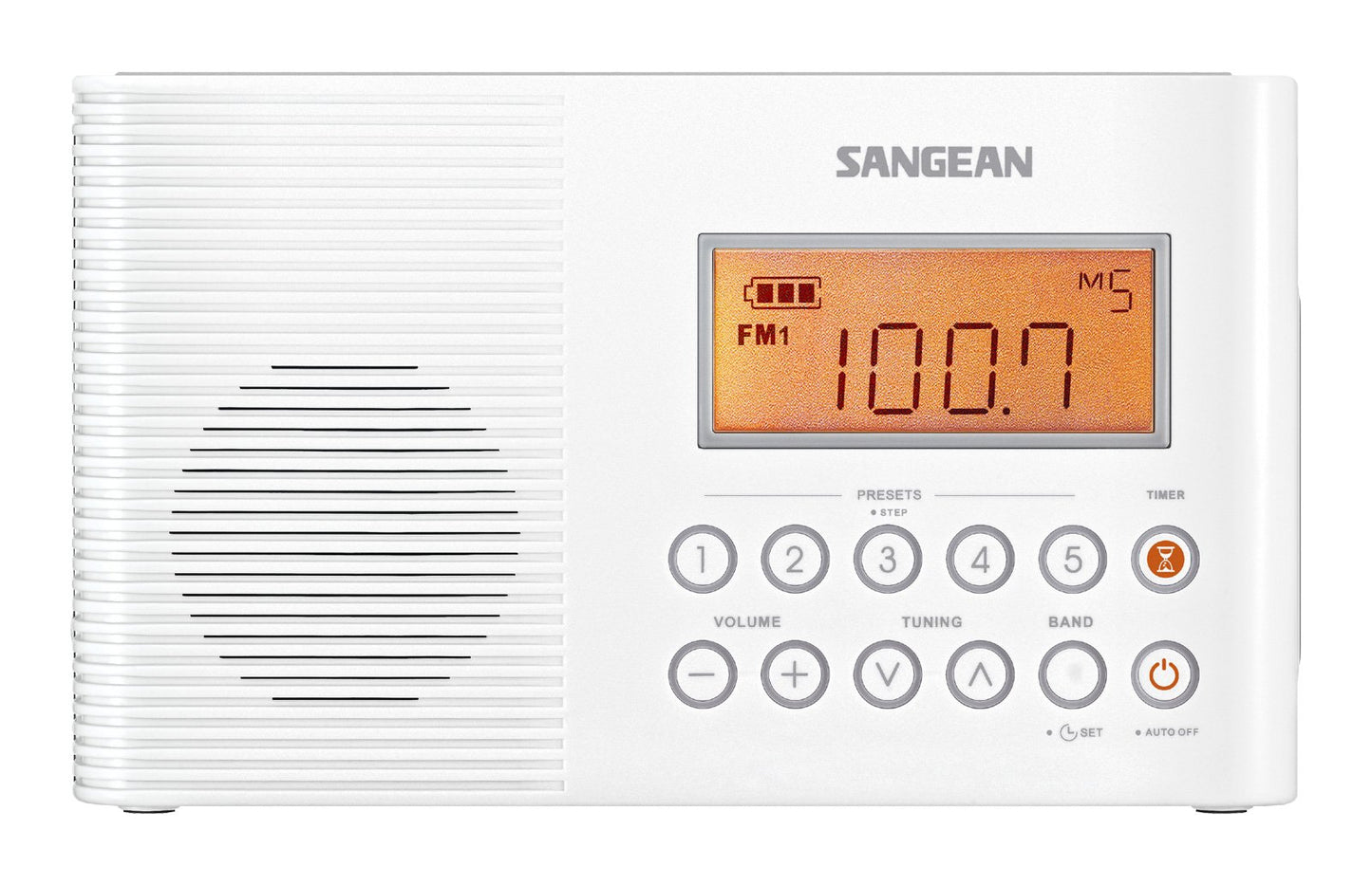 Sangean H201 Portable AM/FM/Weather Alert Digital Tuning Waterproof Shower Radio White