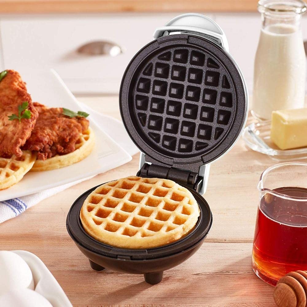 DASH Mini Waffle Maker - 4” Waffle Mold, Nonstick Waffle Iron with Quick Heat-Up, PTFE Nonstick Surface - Perfect Mini Waffle Maker for Kids and Families, Just Add Batter (Black)
