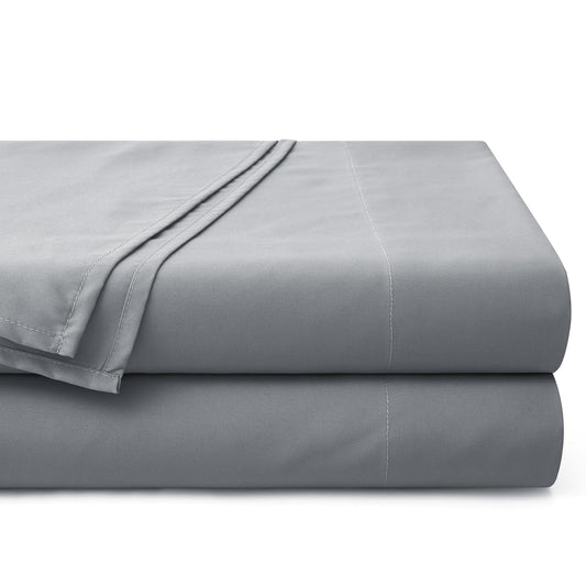 Horbaunal 2 Pack Full Flat Bed Sheets Only - 1800 Thread Count Microfiber Silver Grey Flat Sheet Only - Wrinkle Free & Ultra Soft Bed Top Sheets Full Size