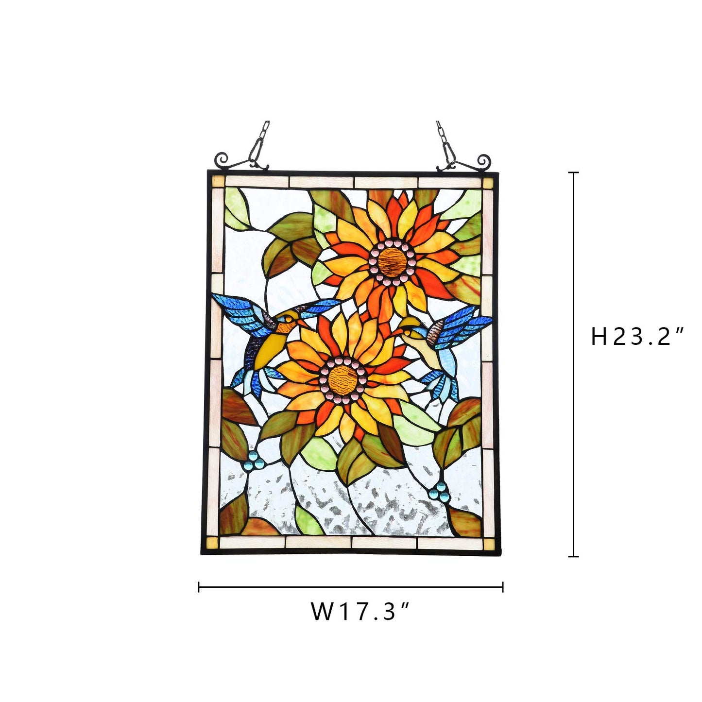 Capulina Sunflower and Birds Stained Glass Panels Window Hangings Tiffany Style Glass Traditional Art Handicrafts for Home Window Decor Gifts