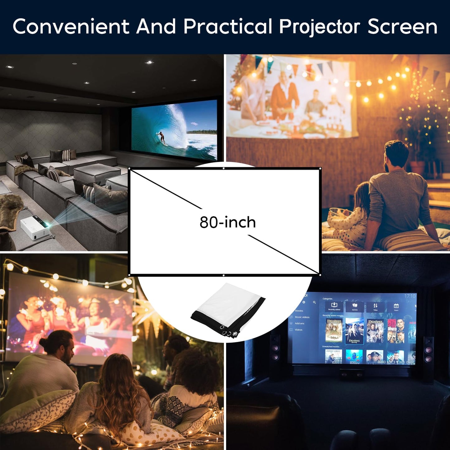 TMY Mini Projector, Upgraded Bluetooth Projector with Screen, 1080P Full HD Portable Projector, Movie Projector Compatible with TV Stick Smartphone/HDMI/USB, indoor & outdoor use