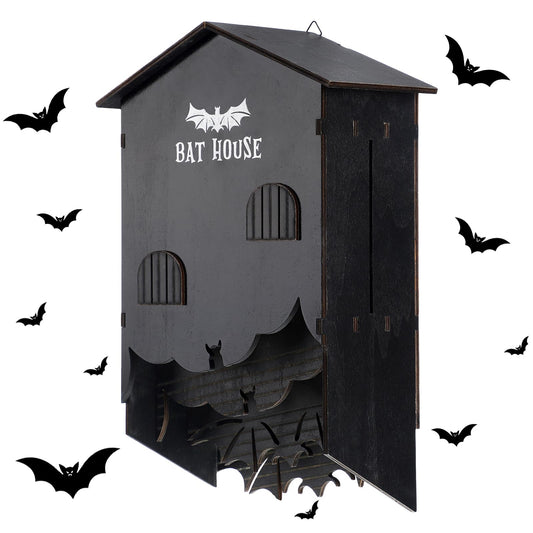 Wonderjune Wooden Bat Houses for Outdoors Large Three Chamber Bat Box for Outside for Tree to Attract Bats Weather Resistant Christmas Thanksgiving Gift Easy to Install for Bats to Land and Roost