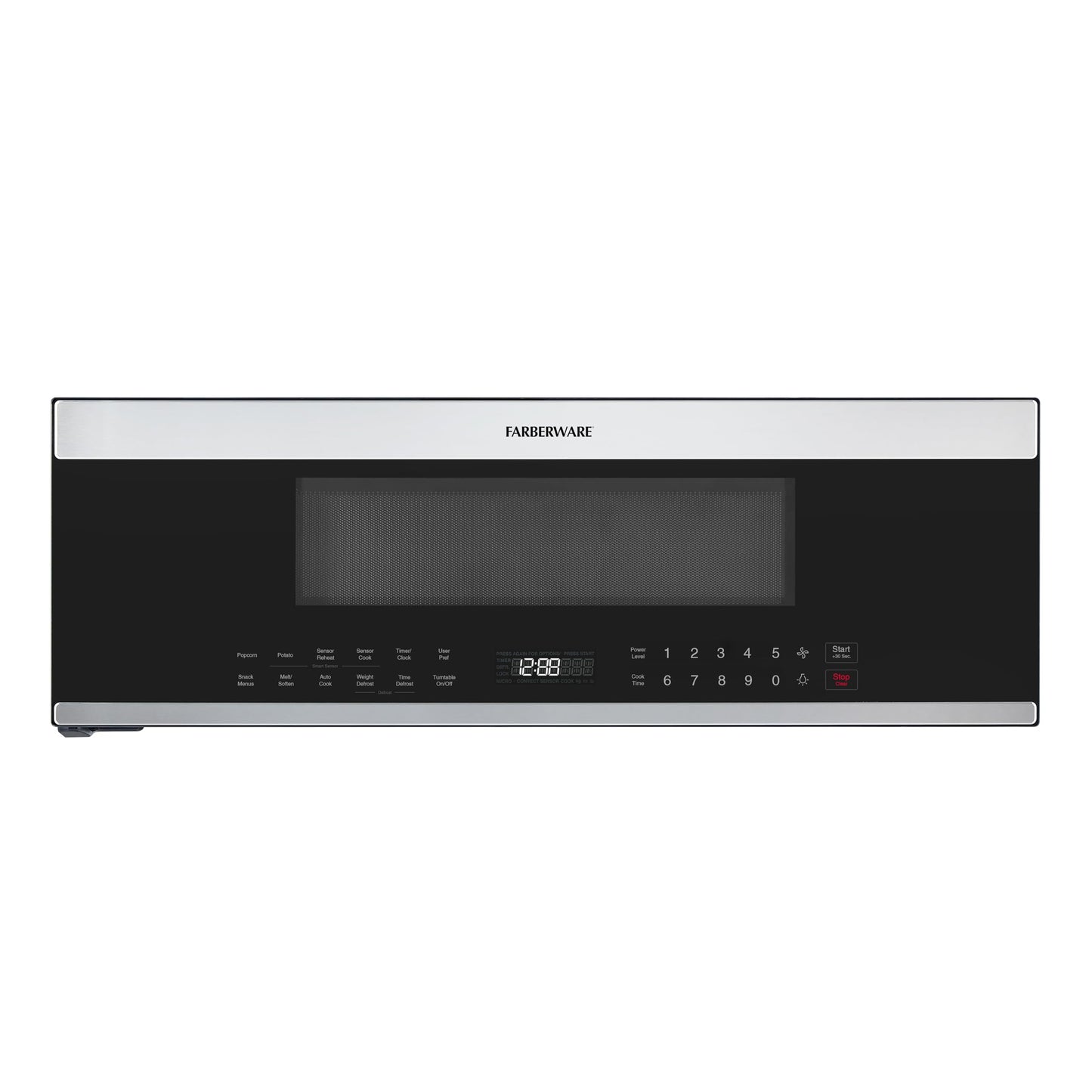 Farberware Over-the-Range Microwave Oven, 1.2 Cu. Ft. - 1000W - Auto Reheat, Multi-Stage Cooking, Melt/Soften Feature, Child Safety Lock, LED Display - Space Efficient & Powerful - Stainless Steel