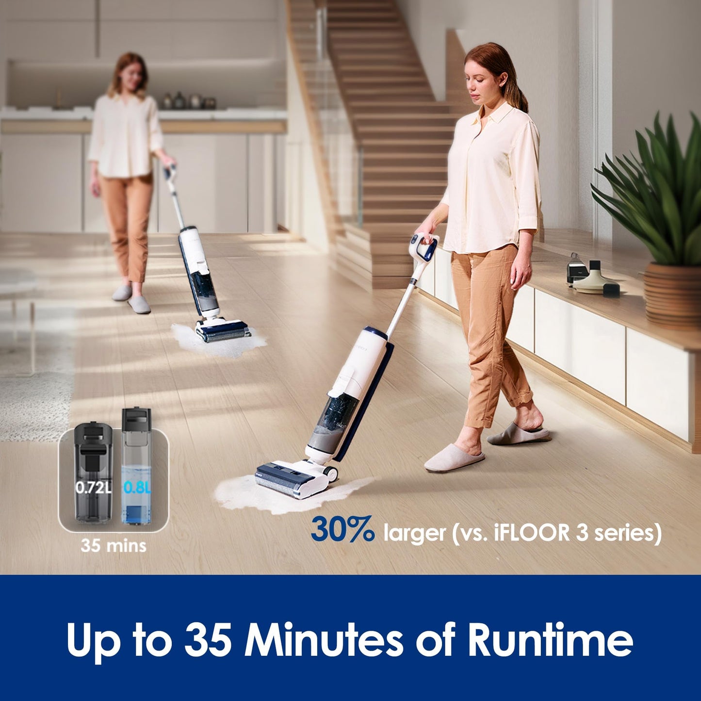 Tineco iFLOOR 5 Breeze Complete Wet Dry Vacuum Cordless Floor Washer, One-Step Cleaning for Hard Floors, Edge Clean, Auto Self-Cleaning, Lightweight & Cordless Design