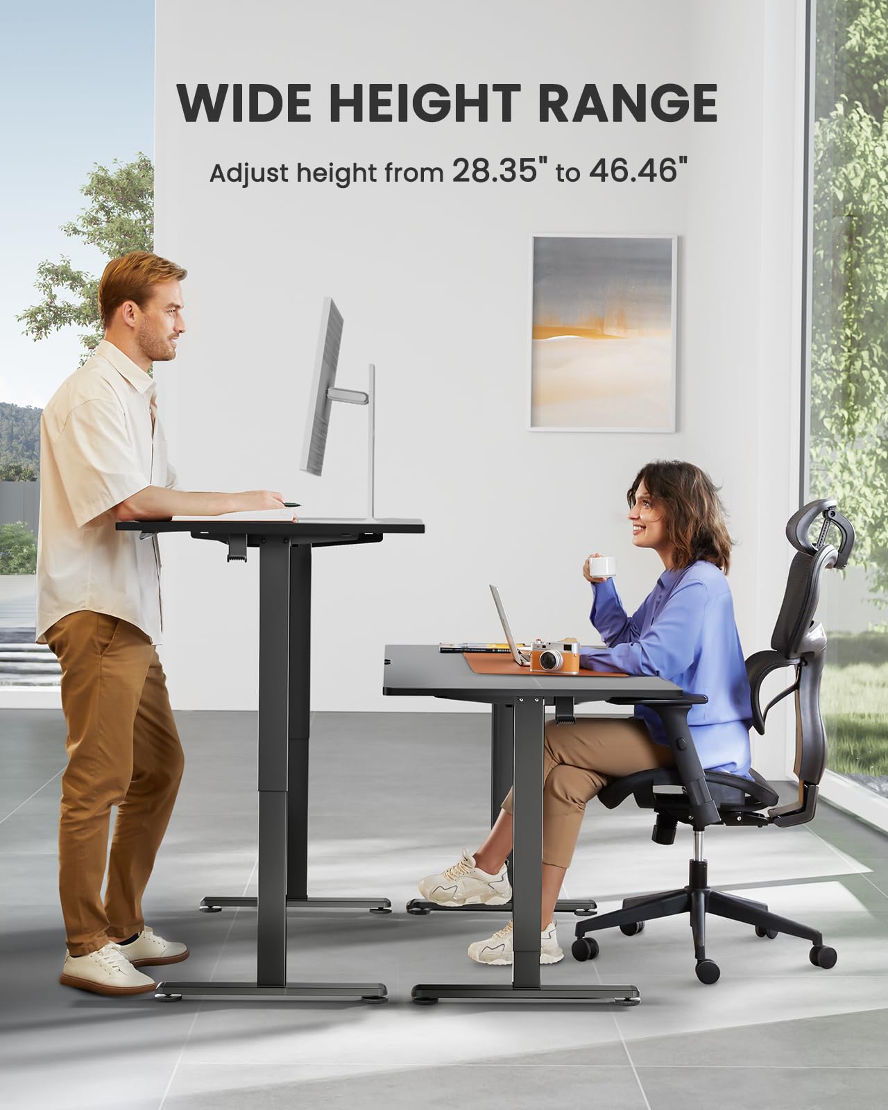 ErGear Height Adjustable Electric Standing Desk, 48 x 24 Inches Sit Stand up Desk, Memory Computer Home Office Desk (Black)