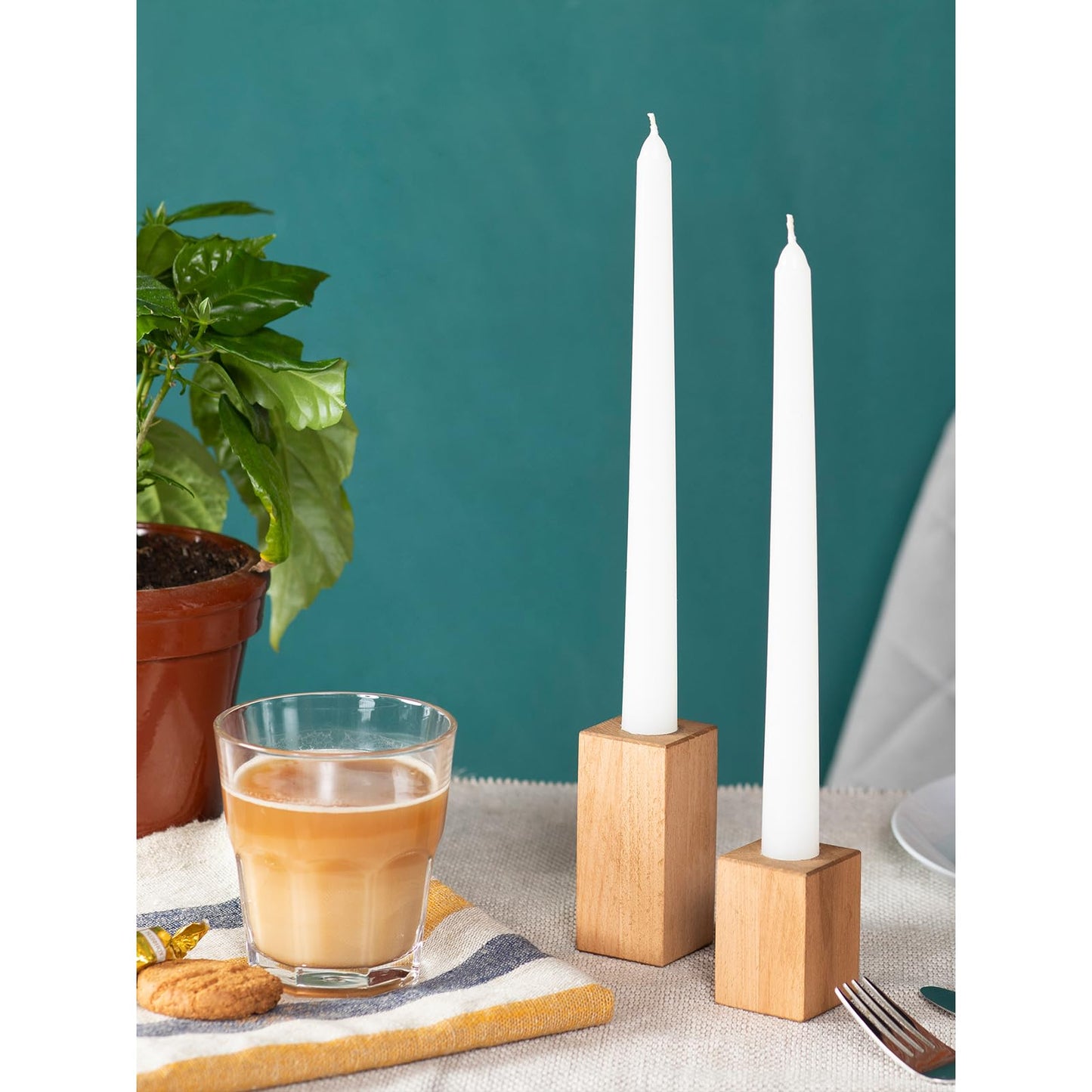 CANDWAX White Taper Candles 8 inch Dripless - Set of 4 Tapered Candles Ideal as Dinner Candles - Smokeless and Unscented Taper Candles Long Burning - Hand Poured Tall Candlesticks