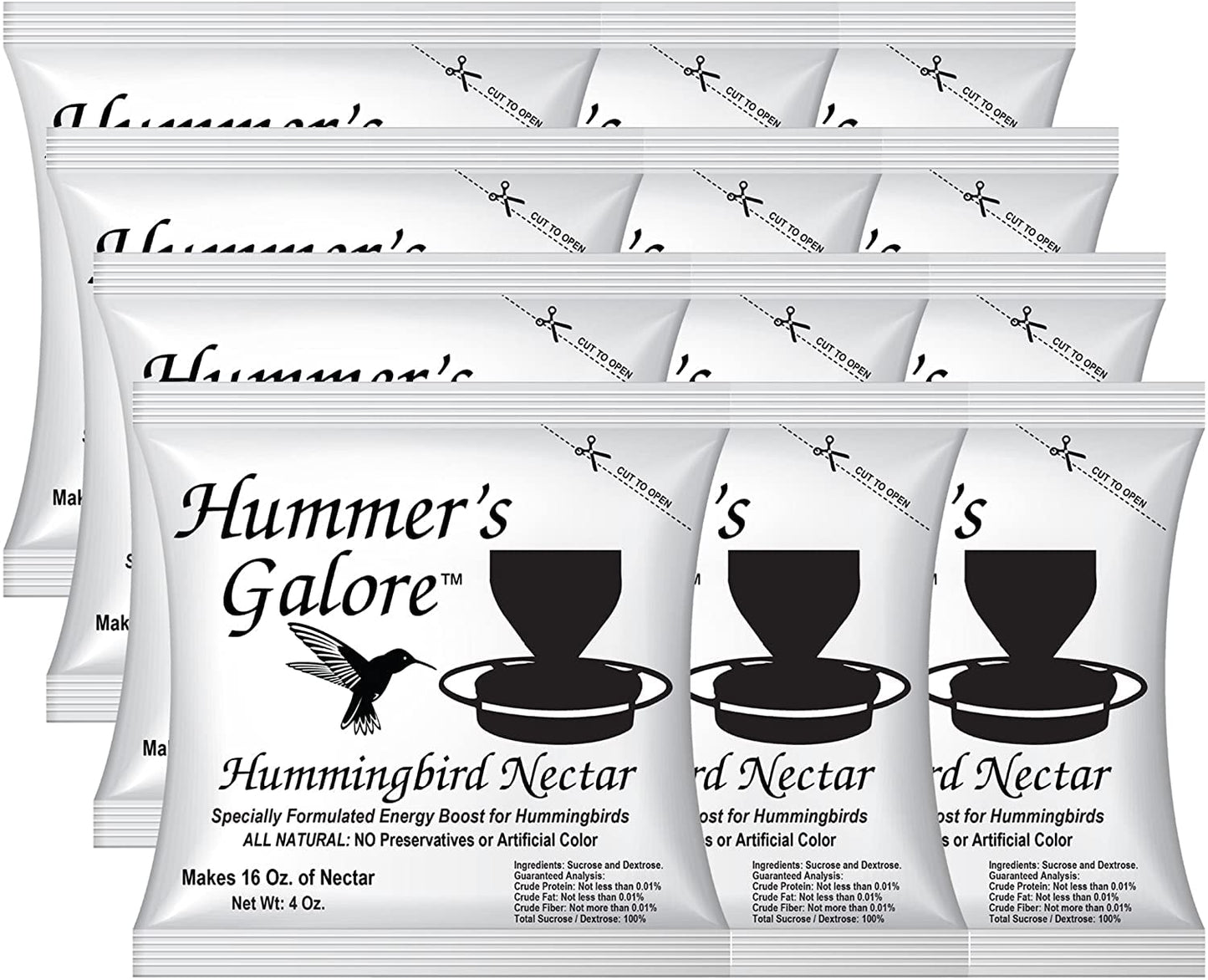 Hummer's Galore Hummingbird Food, Ready-to-Mix Hummingbird Nectar, All-Natural Nectar Collector Formula, No Preservatives or Dyes, Makes 192 oz (Pack of 3)