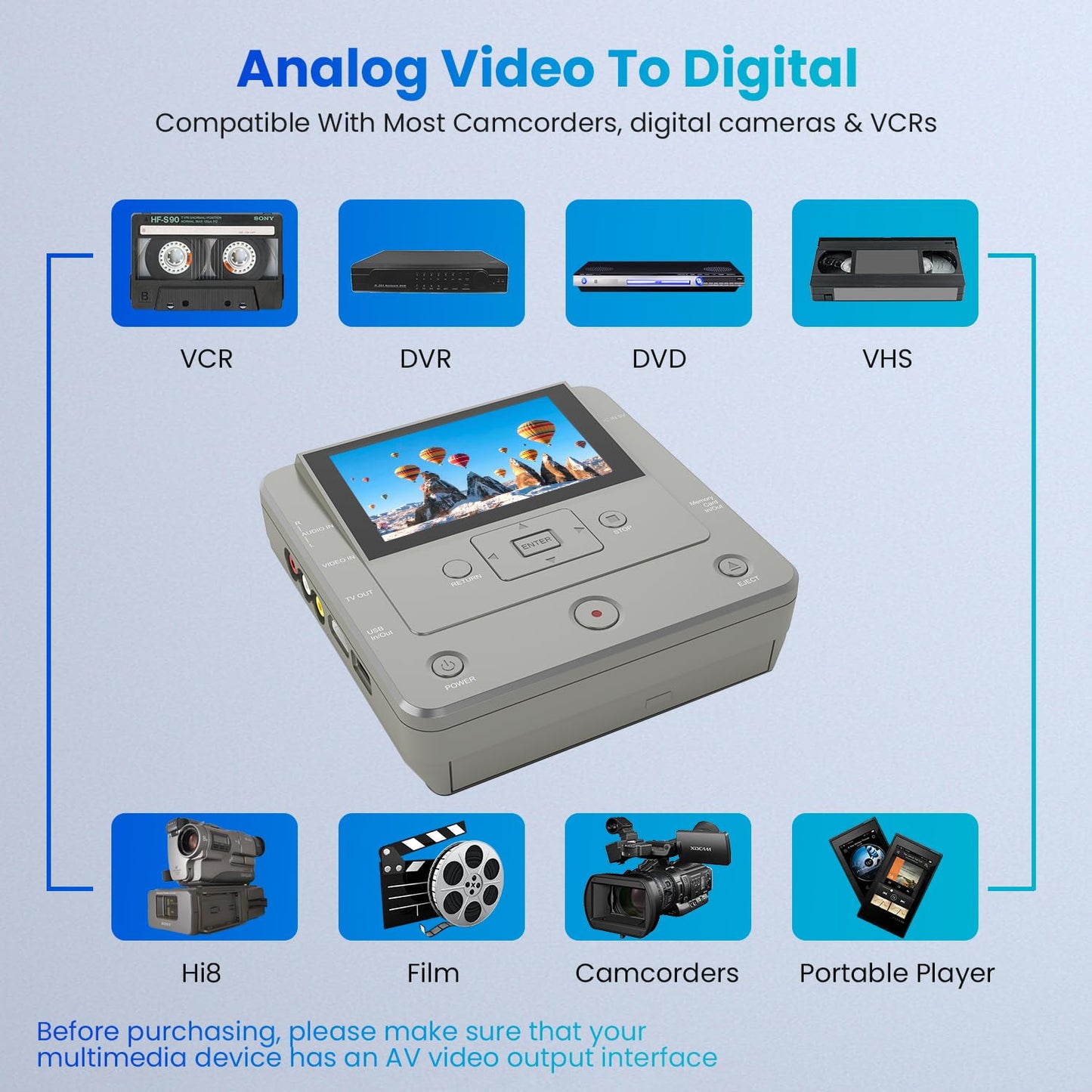 Clariviews VHS to DVD Recorder, TV to USB Device or SD Card or HDD Recorder, Smart Phone WiFi to DVD/USB/SD/HDD Copy, WiFi APP Media Recorder【Comes with 10 Free DVD-R 】