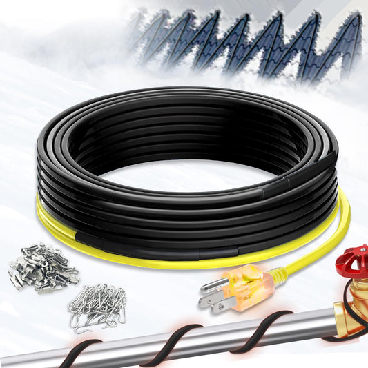 Gutter Heat Trace Cable YeloDeer, Self Regulating Heat Tape for Roofs with 6 ft Power Cold Lighted Plug, 6 W/Ft 120 V 15 ft.