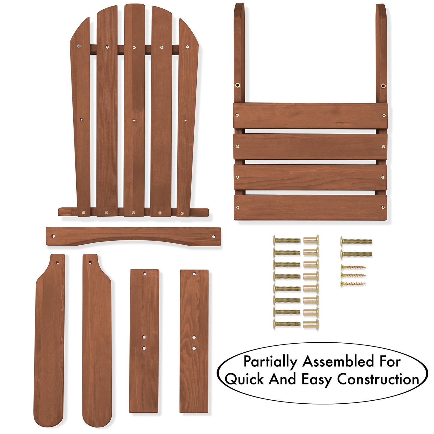 Casafield Children's Adirondack Chairs, Set of 4 Cedar Wood Outdoor Kid's Chairs for Patio, Deck, Lawn and Garden, Partially Pre-Assembled - Espresso