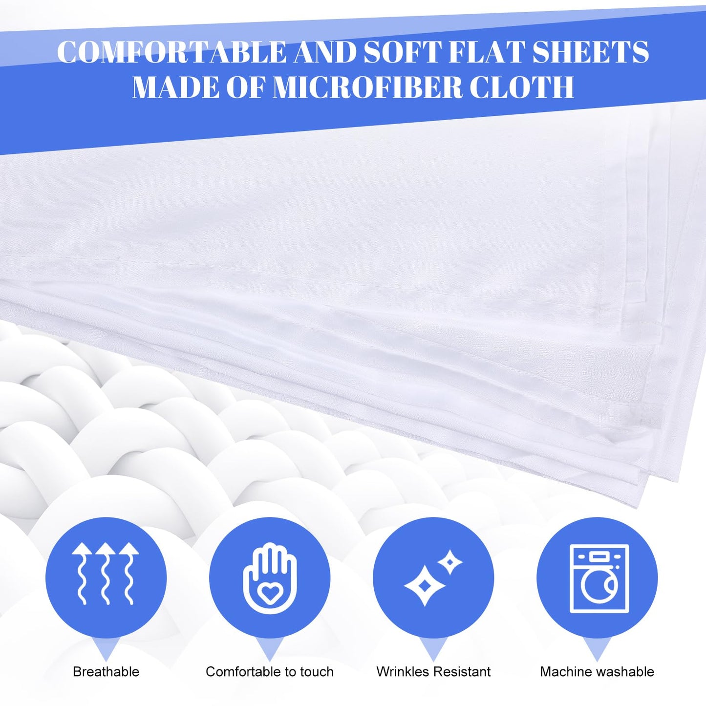 Preboun 20 Pack White Flat Sheets Bulk Soft Microfiber Top Sheets Flat Bedding Sheets Bulk Easy Care for Home, Salons, Hotels, Hospital, Massage, Spas, Guest Rooms, Dorm (Twin Size)