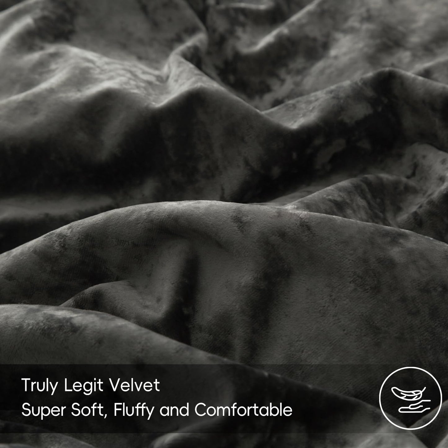 PHF Truly Velvet Duvet Cover Set California King Size, 3pcs Ultra Soft Breathable Comforter Cover Set, Luxury Cozy Flannel Duvet Cover with Pillow Shams Bedding Collection, 104" x 98", Dark Grey