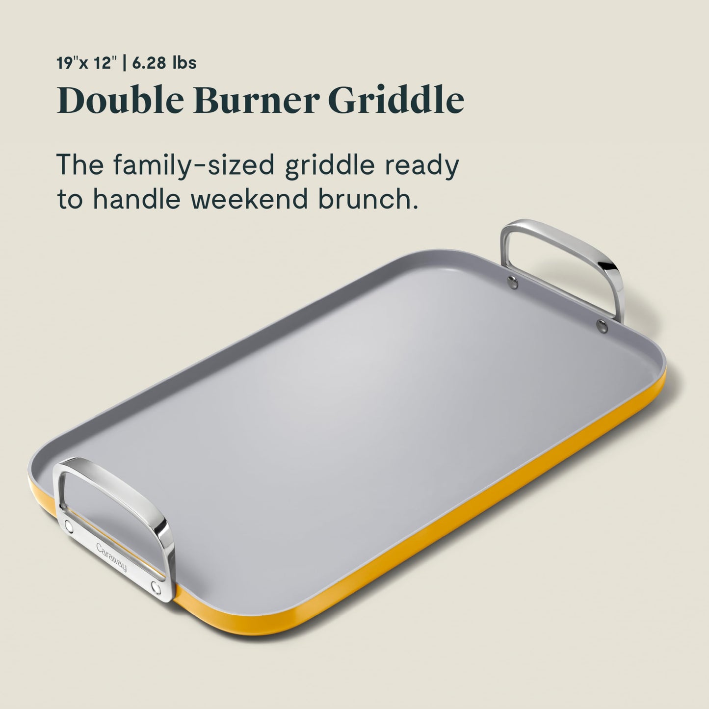 Caraway Double Burner Griddle - 19x12” Griddle Pan - Non-Stick Ceramic Coated - Non Toxic, PTFE & PFOA Free - Oven Safe & Compatible with All Stovetops - Marigold