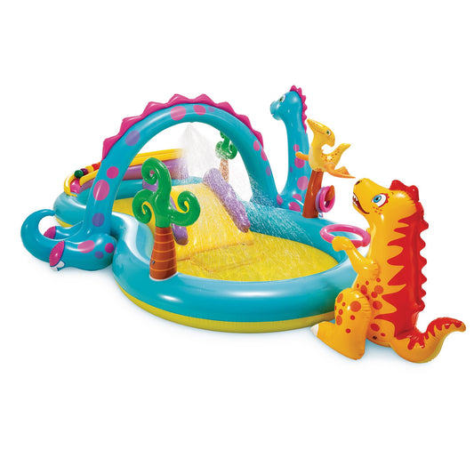 Intex 11' x 7.5' x 44" Dinoland Play Center Kiddie Inflatable Outdoor Swimming Pool