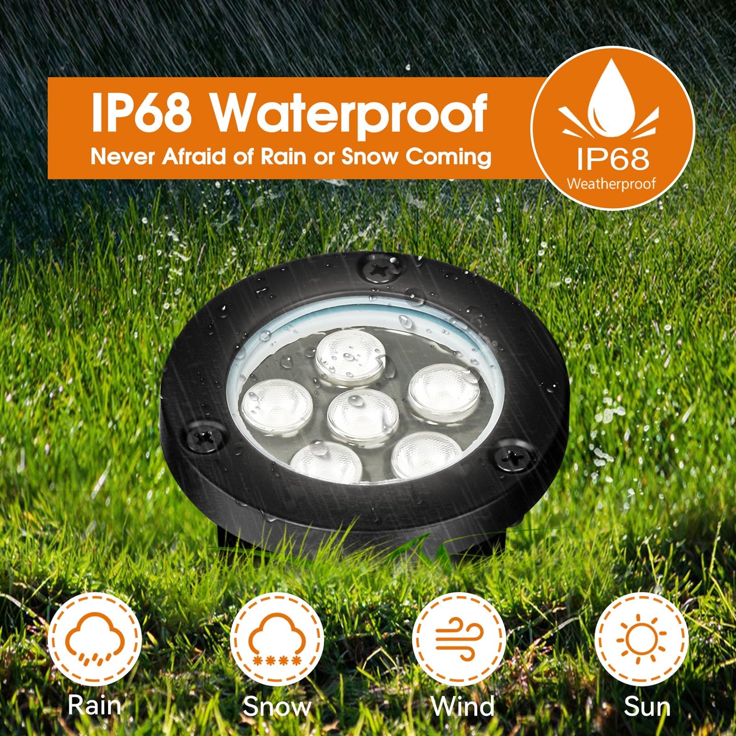 AOAXL 6W Low Voltage Landscape Lights, AC/DC12-24V Well Lights IP68 Waterproof 5500k Cool White Outdoor In-Ground Lights for Yard, Garden Patio, Pathway (6 Pack)