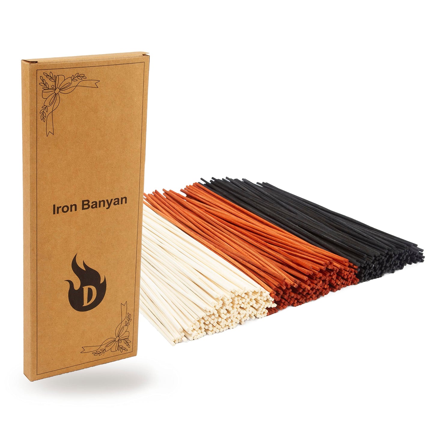 Iron Banyan 120PC Reed Diffuser Sticks,Diffuser Refills,Natural Rattan Essential Oil Aroma Refill Wood Sticks for Spa, Home,Office (Black and Brown and Natural)