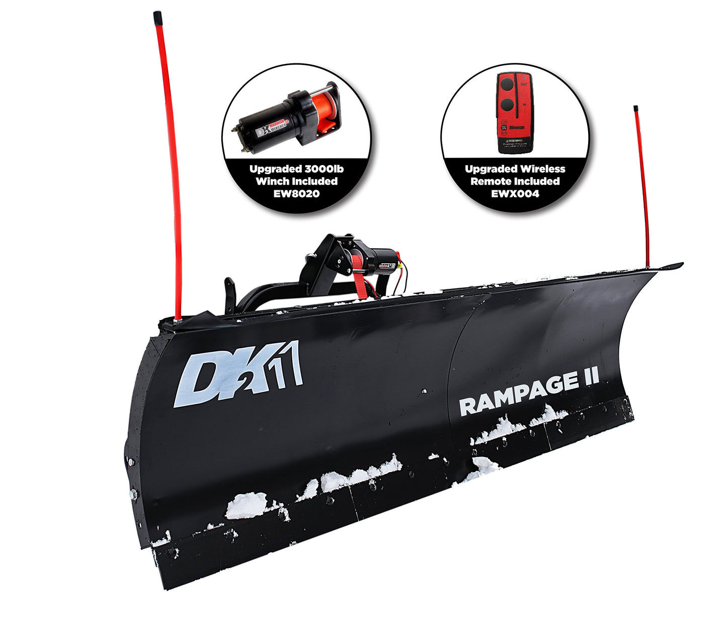 DK2 Rampage II 82-Inch x 19-Inch Custom-Mounted Winch-Driven Snowplow Kit