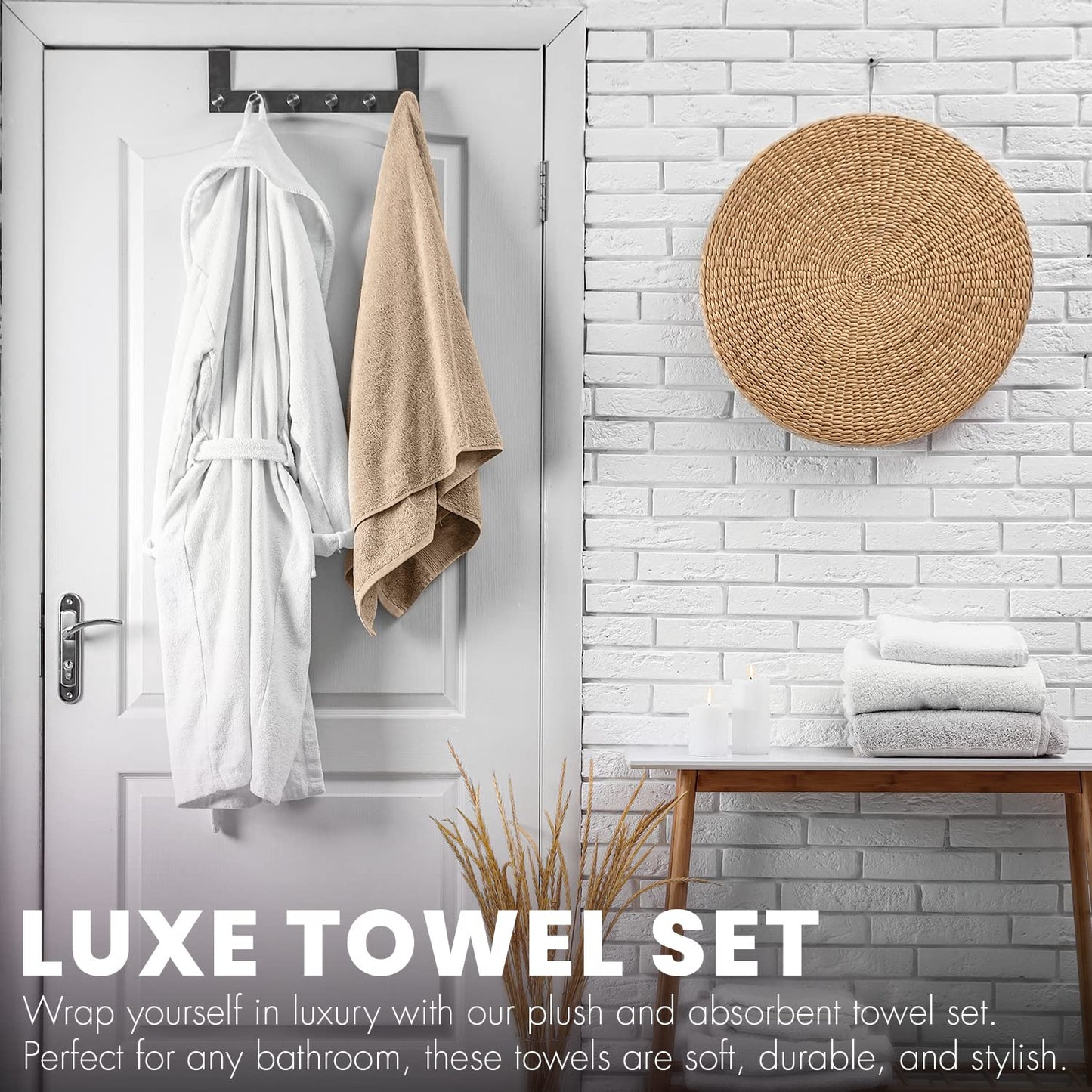 KAHAF Collection 6-Pack Bath Towels - Lightweight - Extra Absorbent - 100% Cotton - Shower towels (Multi, 27 inchesx54 inches)