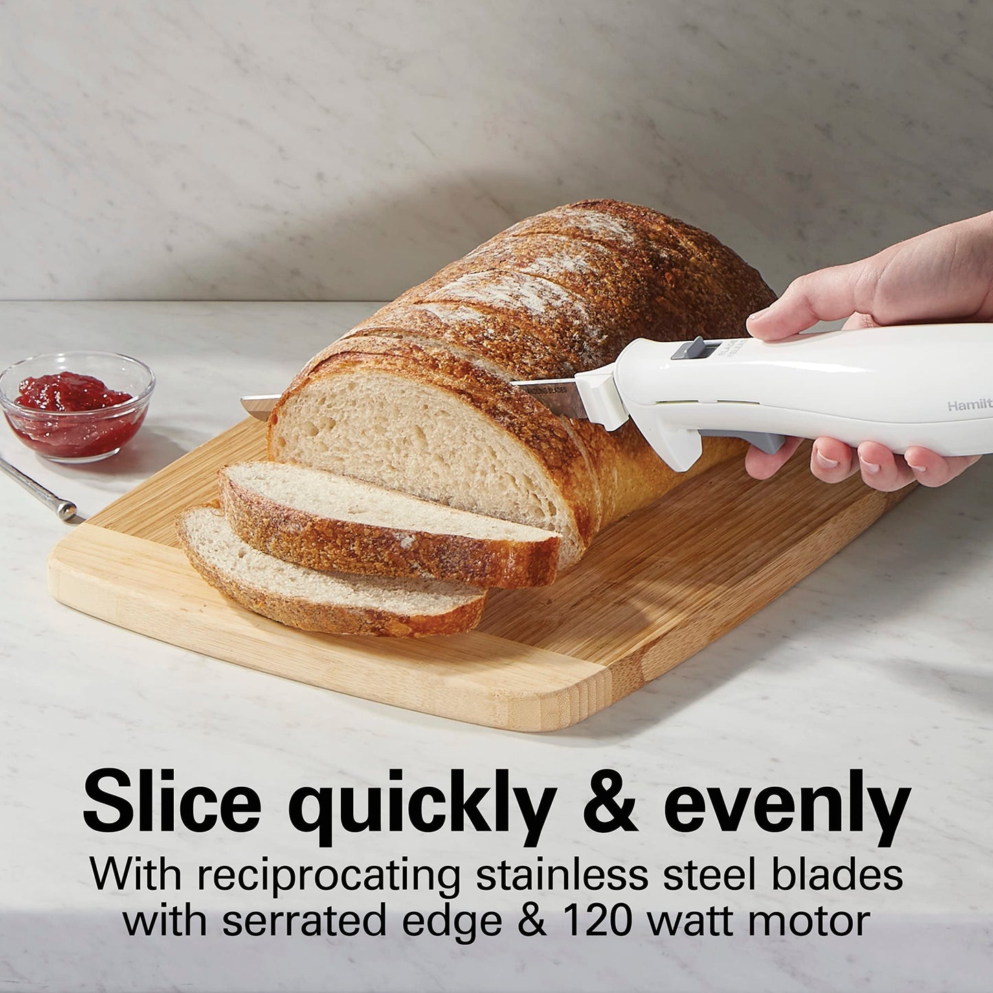 Hamilton Beach Electric Knife Set with Reciprocating Serrated Blades, Storage Case, Fork - For Carving Meats, Bread, Foam, More