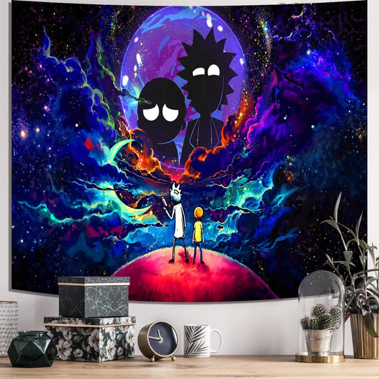 Trip-py Space Wall Tapestry Hippie Anime Poster for Bedroom Aesthetics Funny Galaxy Star Room Decor Flag Wall Hanging for Teen Girls Men Dorm Living Room (51''x60'')