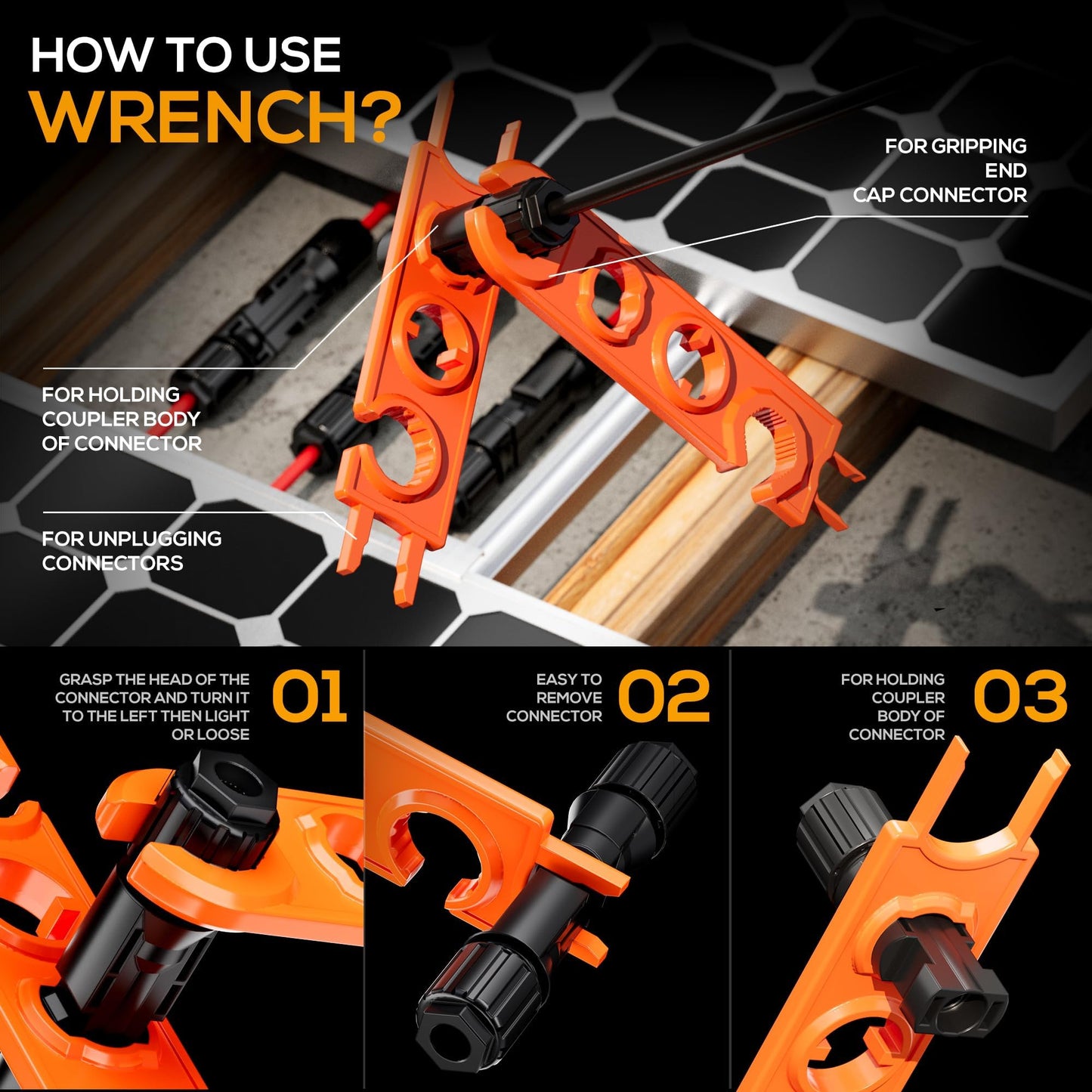 SOMELINE® Solar Connector Crimping Tool Kit, 14-10 AWG Crimper for Solar Panel Cables Connectors, Toolbox Kit with 6 Pairs of Solar Connectors and Wrenches, Strippers, Crimpers and Cable Cutter