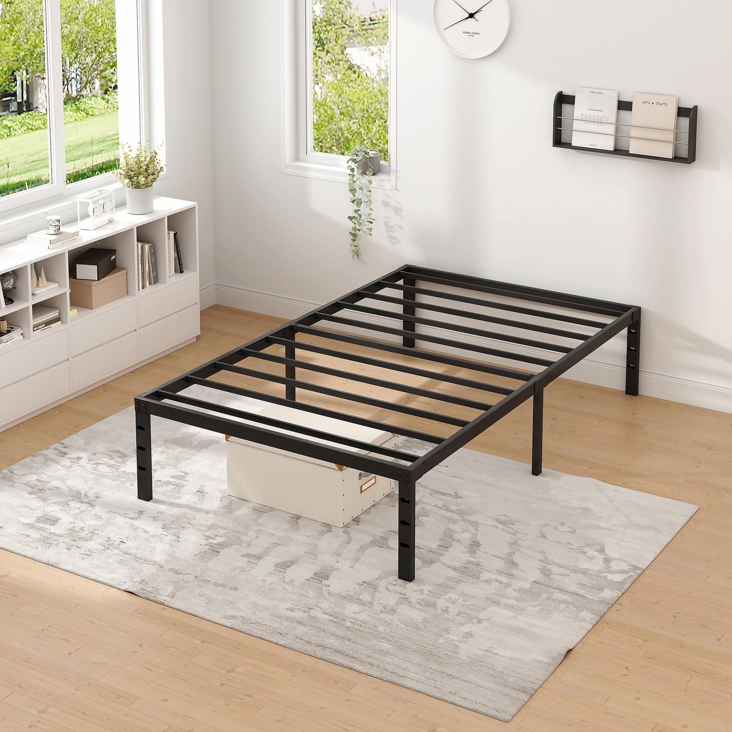 NEW JETO Metal Bed Frame-Simple and Atmospheric Metal Platform Bed Frame, Storage Space Under The Bed Heavy Duty Frame Bed, Sturdy Twin Size Bed Frame, Suitable for Bedroom, Twin