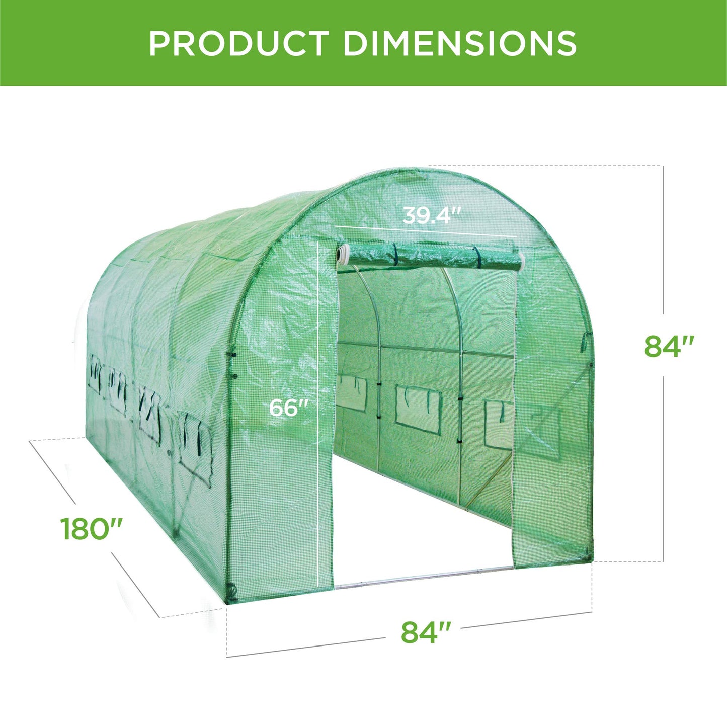 Best Choice Products 15x7x7ft Walk-in Greenhouse Tunnel, Garden Accessory Tent for Backyard, Home Gardening w/ 8 Roll-Up Windows, Zippered Door