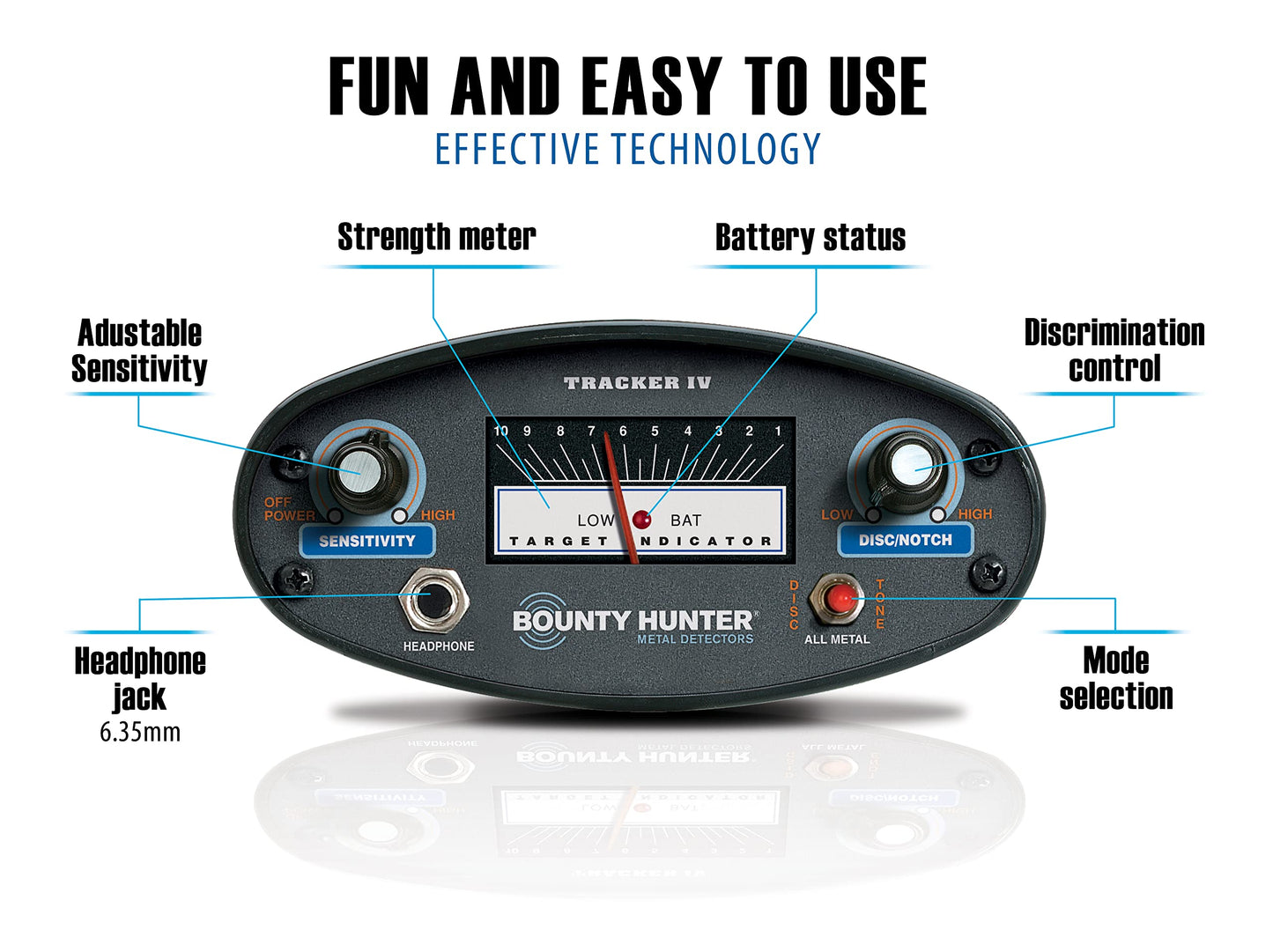 Bounty Hunter TK4 Tracker IV Metal Detector with 8-inch Waterproof Coil