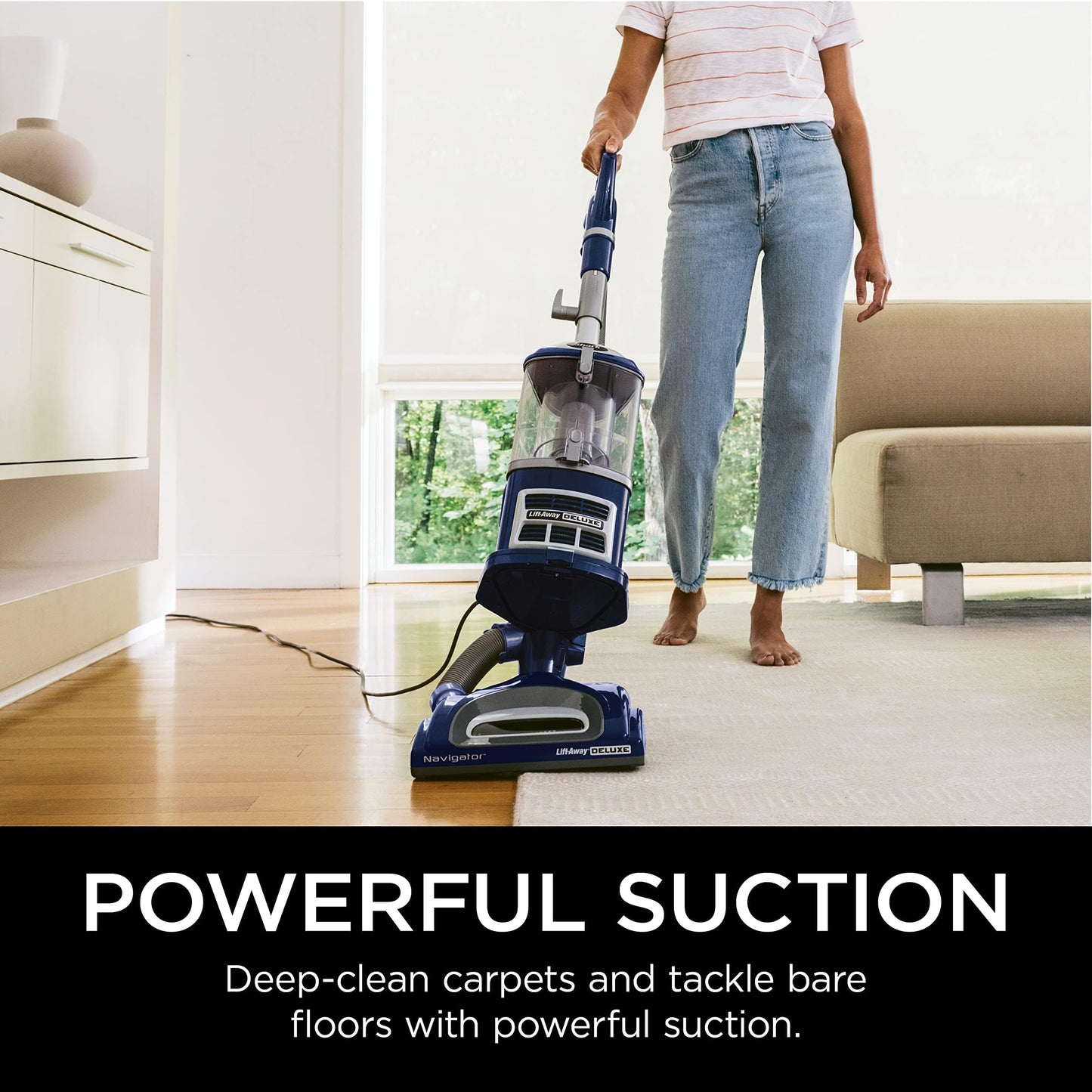 Shark Upright Vacuum, Navigator Lift-Away Deluxe with Large Dust Cup Capacity, HEPA Filter, Swivel Steering, Upholstery Tool & Crevice Tool, Blue, NV360