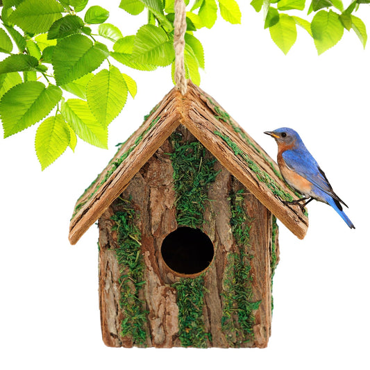 Liawm Wooden Birdhouse for Outside Clearance Hanging, Hummingbird Cedar Blue Bird House for Outdoors Handmade, Garden Patio Decorative Square