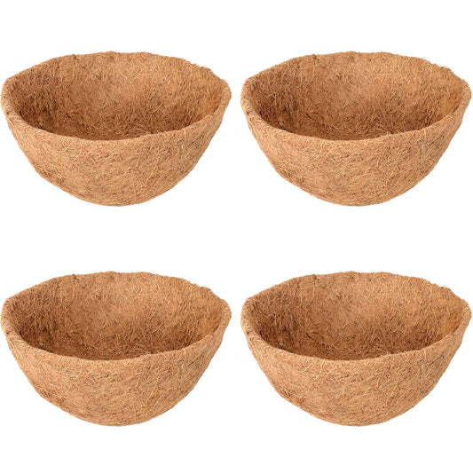 Halatool 4 PCS 14 Inch Round Coco Liners Hanging Basket 100% Natural Replacement Coconut Fiber Liner for Garden Flower Pot Vegetables Herbs