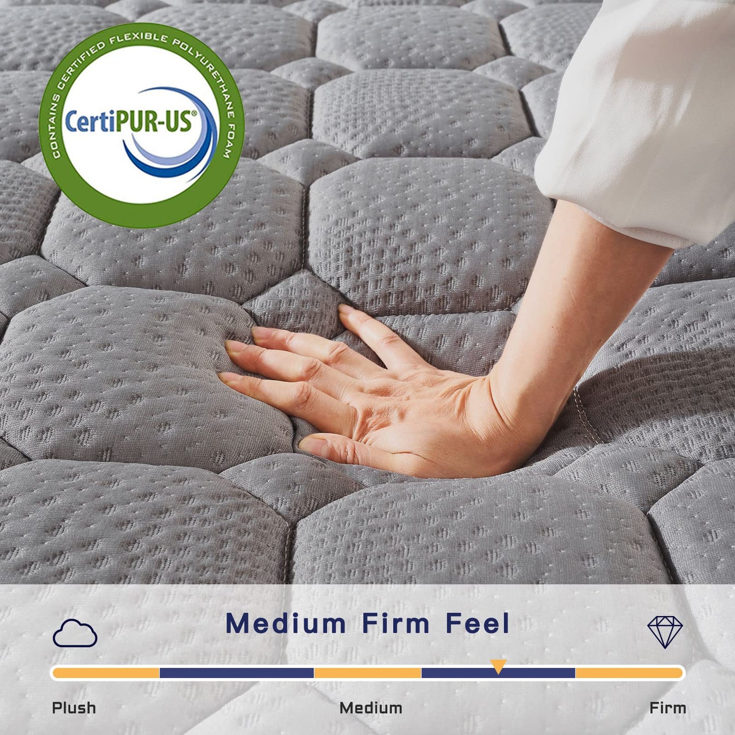 Vesgantti 10 Inch Twin XL Multilayer Hybrid Mattress - Multiple Sizes & Styles Available, Ergonomic Design with Memory Foam and Pocket Spring, Medium Firm Feel, Grey