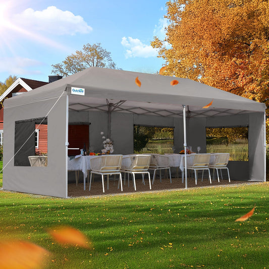 Quictent Privacy 10x20 ft Pop up Canopy with 6 Sidewalls Easy up Canopy Tent Instant Shelter with Mesh Window for Outdoor Event