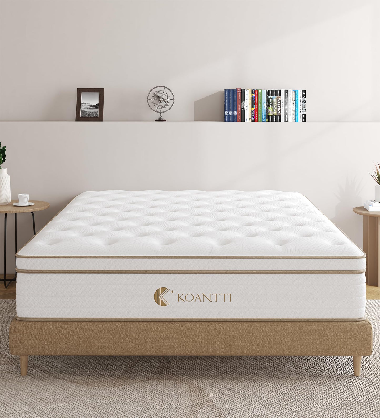 KOANTTI Queen Size Mattress,12 Inch Memory Foam Hybrid Mattress in a Box with Individual Pocket Spring,for Pressure Relief Motion Isolation Queen Size White Mattresses,CertiPUR-US.