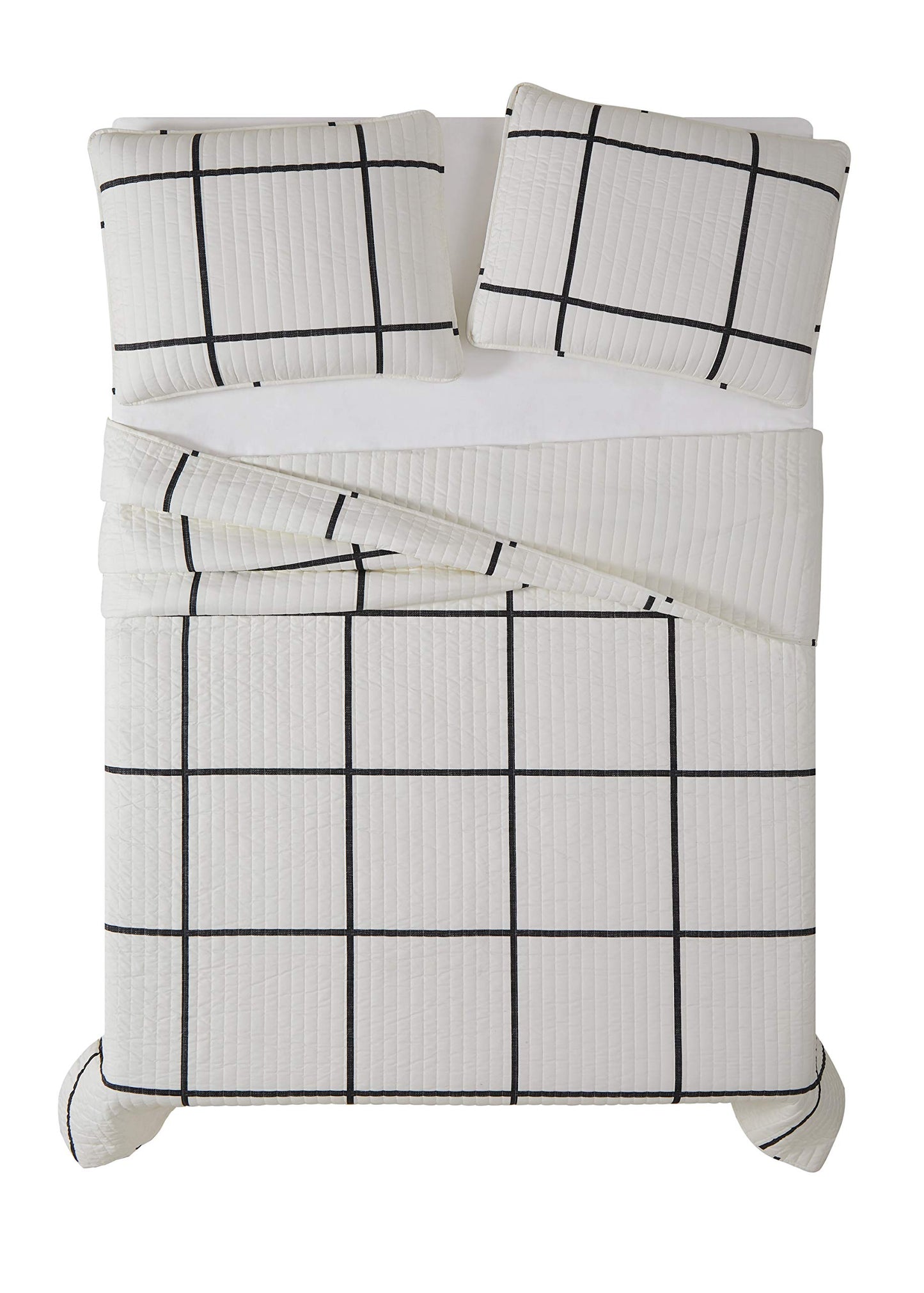 Truly Soft Everyday Kurt Black and White Stripe Quilt, Twin XL, Windowpane