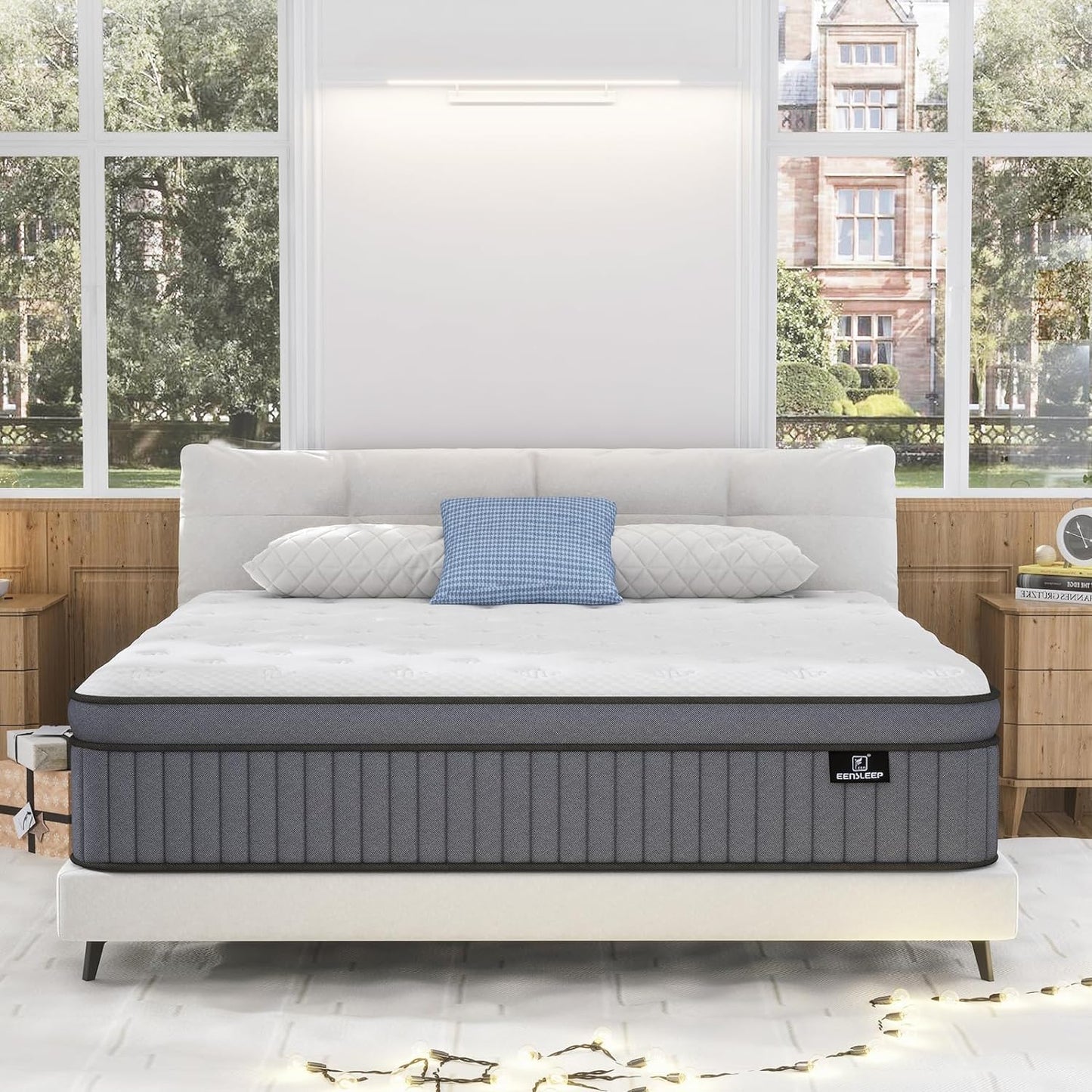 EEN EEN SLEEP King Size Mattress - Upgrade Strengthen - 12 Inch Hybrid King Mattress in a Box, Mattress King Size with High density Memory Foam and Independent Pocket Springs, Strong Edge Support,Firm
