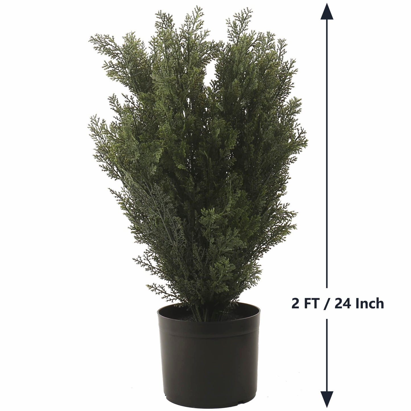 Softflame 2 ft Cedar Topiary Tree for Front Porch Door, 4 feet Faux Potted Plants Fake Pine Cypress Tree, Fake shrubs Bushes Plants for Home Decor