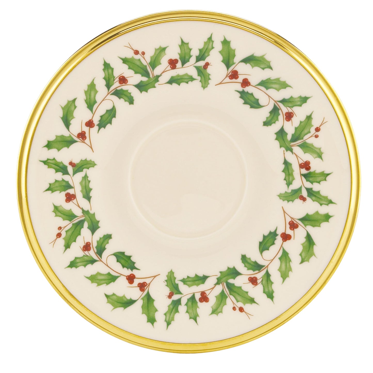 Lenox Holiday Tea Saucer, 0.35 LB, Red & Green