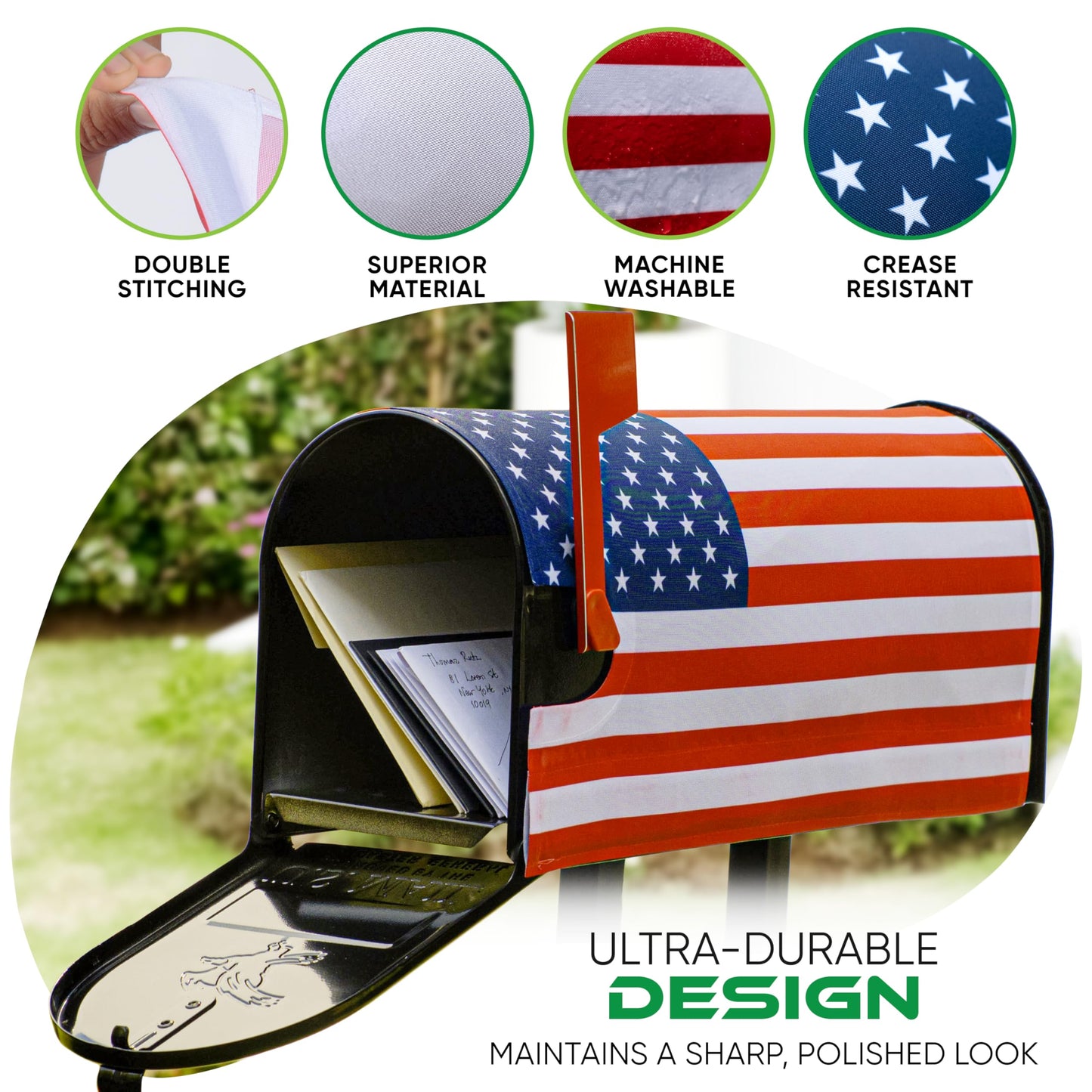 USA Magnetic Mailbox Cover – Durable & Stylish Patriotic Mailbox Covers Size 18 x 21 Inch - American Flag Design Easy to Install & UV-Resistant with Strong Magnet for All Seasons