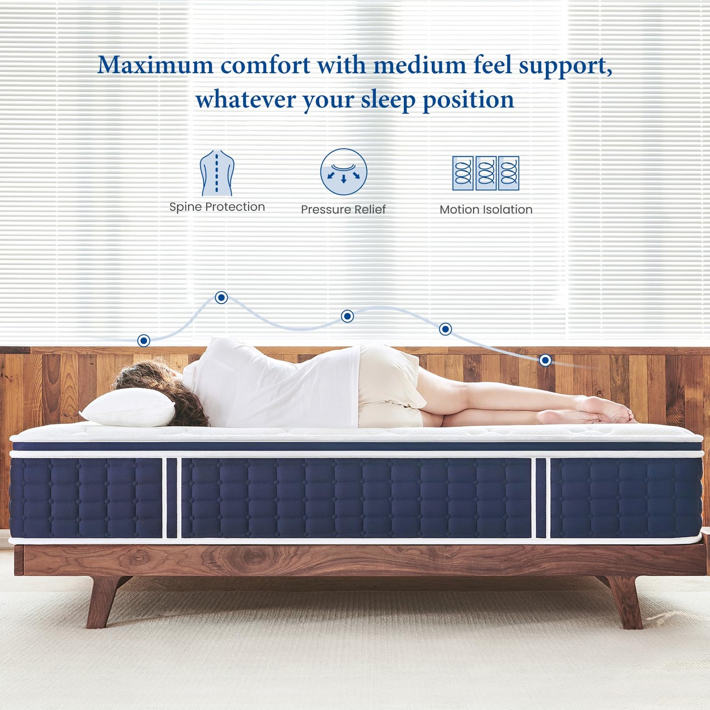 Coolvie California King Mattress 12 Inch, Medium Feel Cal King Mattress in a Box, Hybrid Individual Pocket Springs with Memory Foam, Cooler Sleep with Pressure Relief and Support