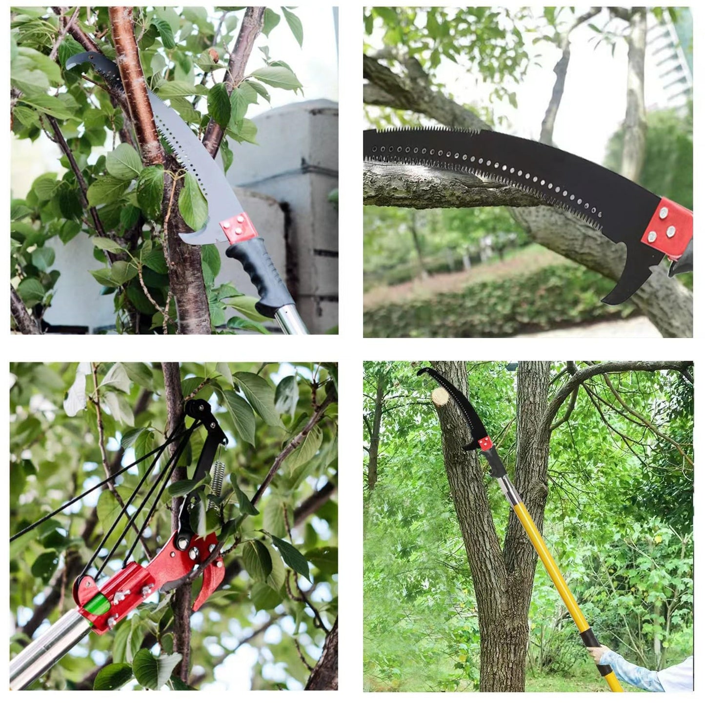 YTFLOT 2-32 Feet Pole Saws For Tree Trimming Manual Pole Saw Tree Trimmers Tree Pruner Extendable Tree Pole Saw Red