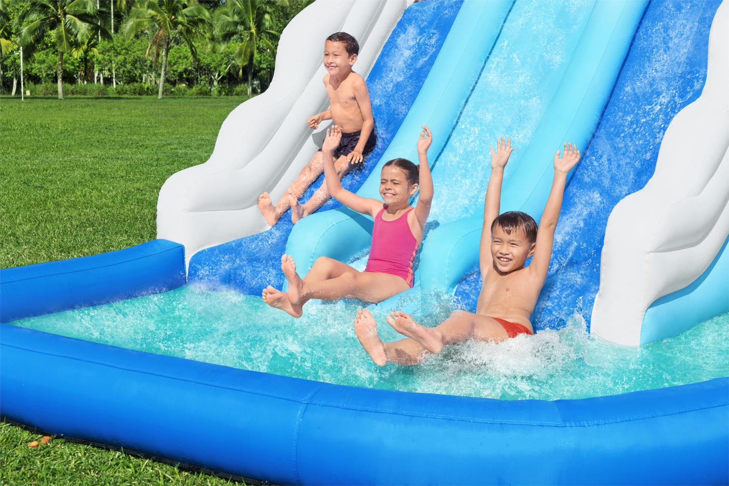 Bestway H2OGO! Waterfall Waves Mega Water Park | Inflatable Slide and Pool Fits Up to 6 Children