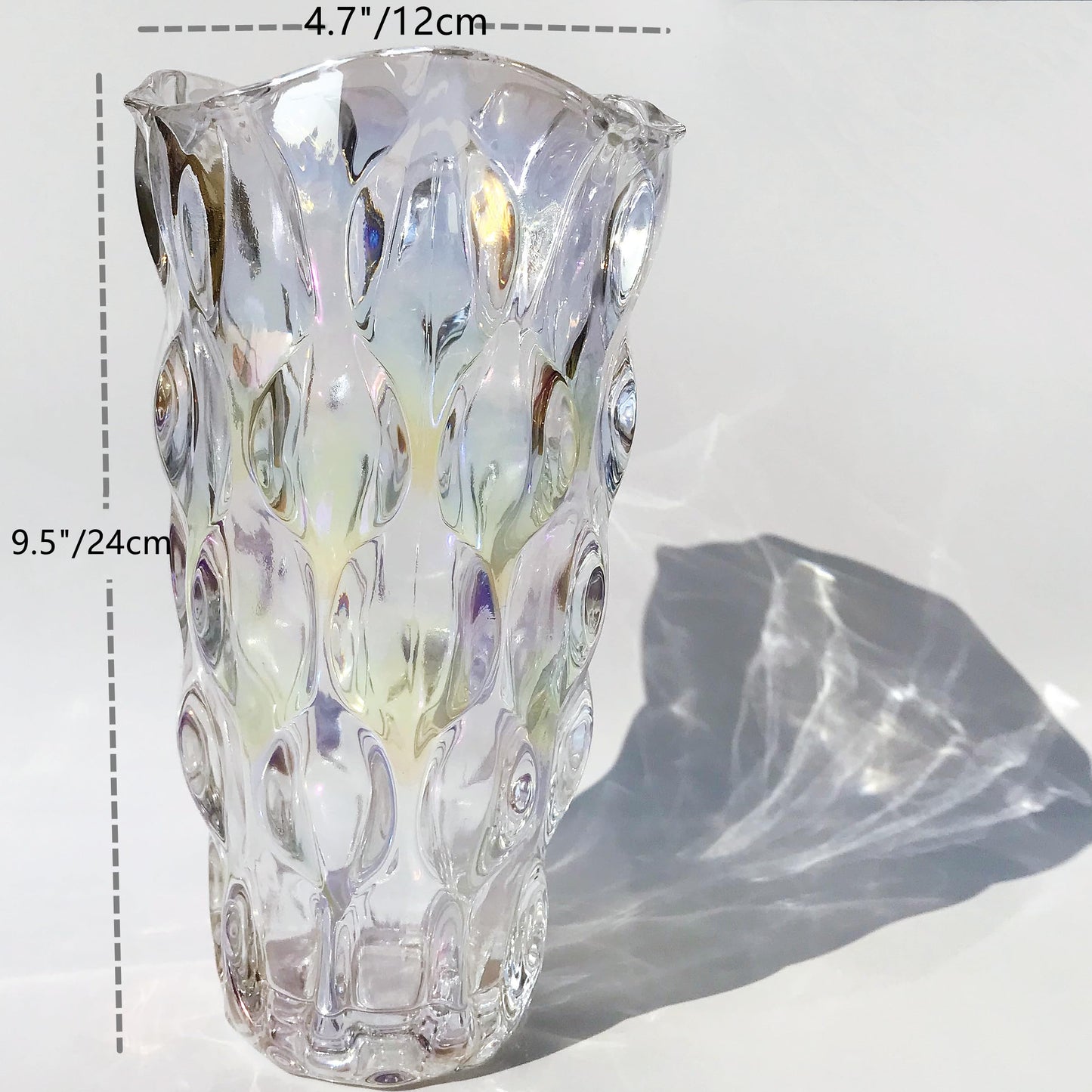 Eastern Rock Heavy Glass Flower Vase Thickened 3.5lb 9.5inch Sparkle vase Bohemian Style, for Centerpieces,Wedding,Perfect Home Decor (Sparkle)