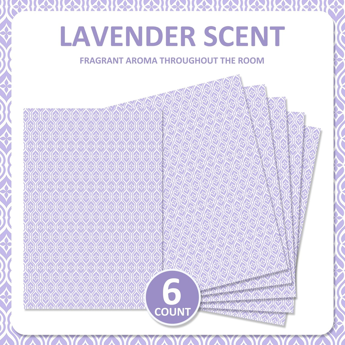 SCENTORINI Lavender Scented Drawer Liners, 6 Sheets Fragrant Paper Liners Non-Adhesive Paper Sheets for Home Closet, Dresser Drawers, for Home Fragrance