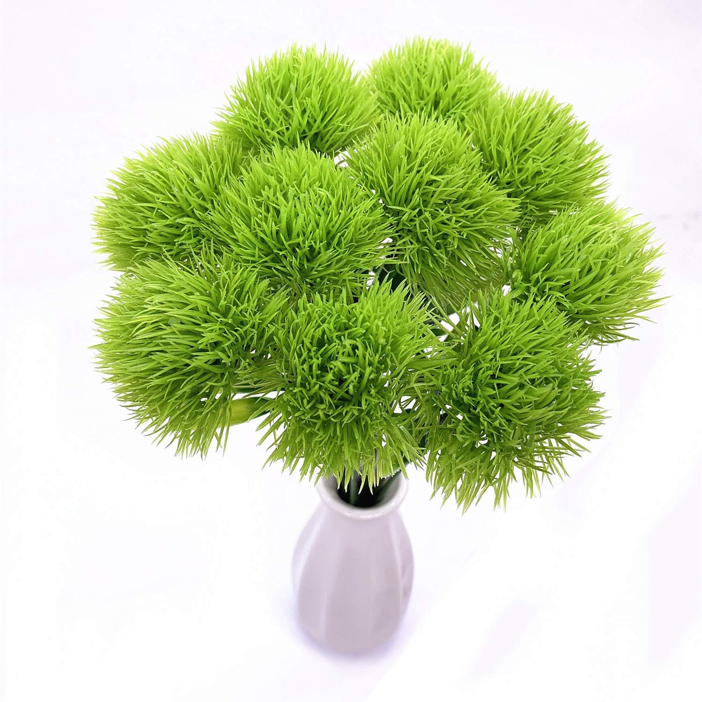 CATTREE Artificial Dandelion Flowers, Plastic Plants Shrubs Bushes Fake Grass Wedding Indoor Outdoor Home Garden Arrangements Party Decoration Planting Filler - Green 10 Pcs