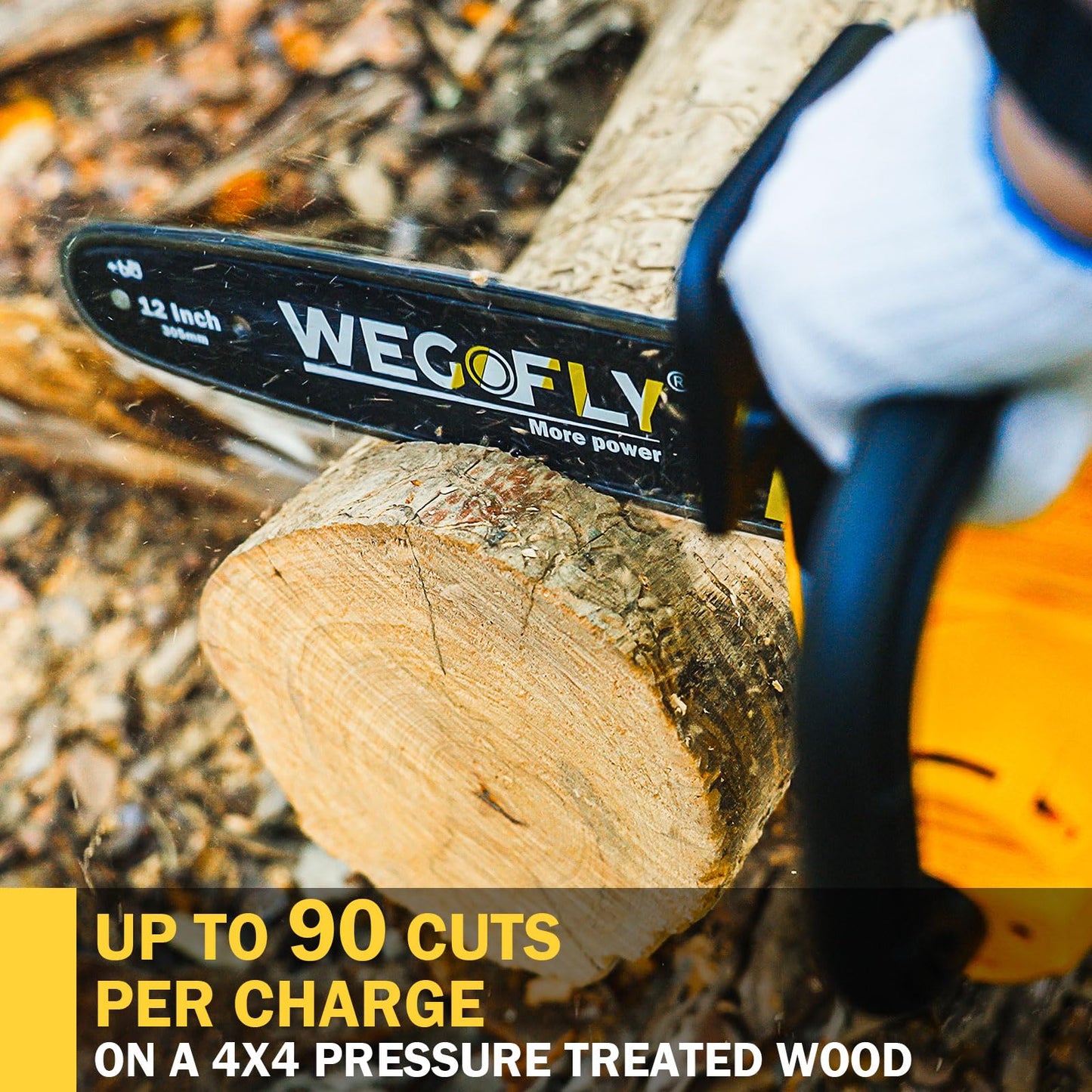 WeGofly 12-Inch Electric chainsaw Kit, (2 x 21V 4.0Ah Battery and Charger) Cordless Chainsaw with with Tool-free Chain Tension & Auto Lubrication, for Wood Cutting Trimming Courtyard Garden