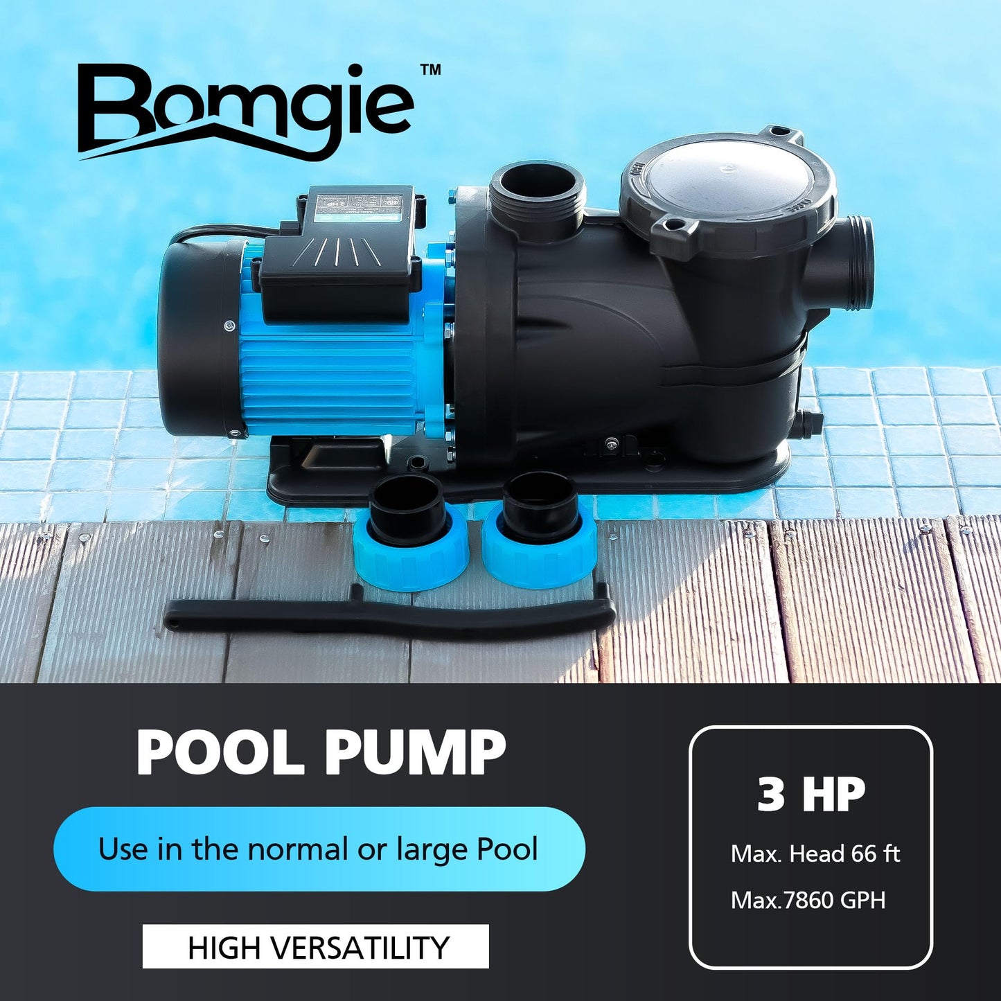 BOMGIE In/Above Ground Pool Pump High Flow Powerful Self Priming Pool Pump,3HP 7860 GPH 115V