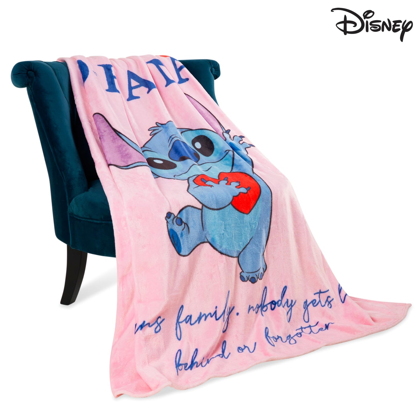 Disney Stitch Fleece Throw Blanket, 59.1” x 51.2” Cozy Bedroom Decor (Pink Stitch)