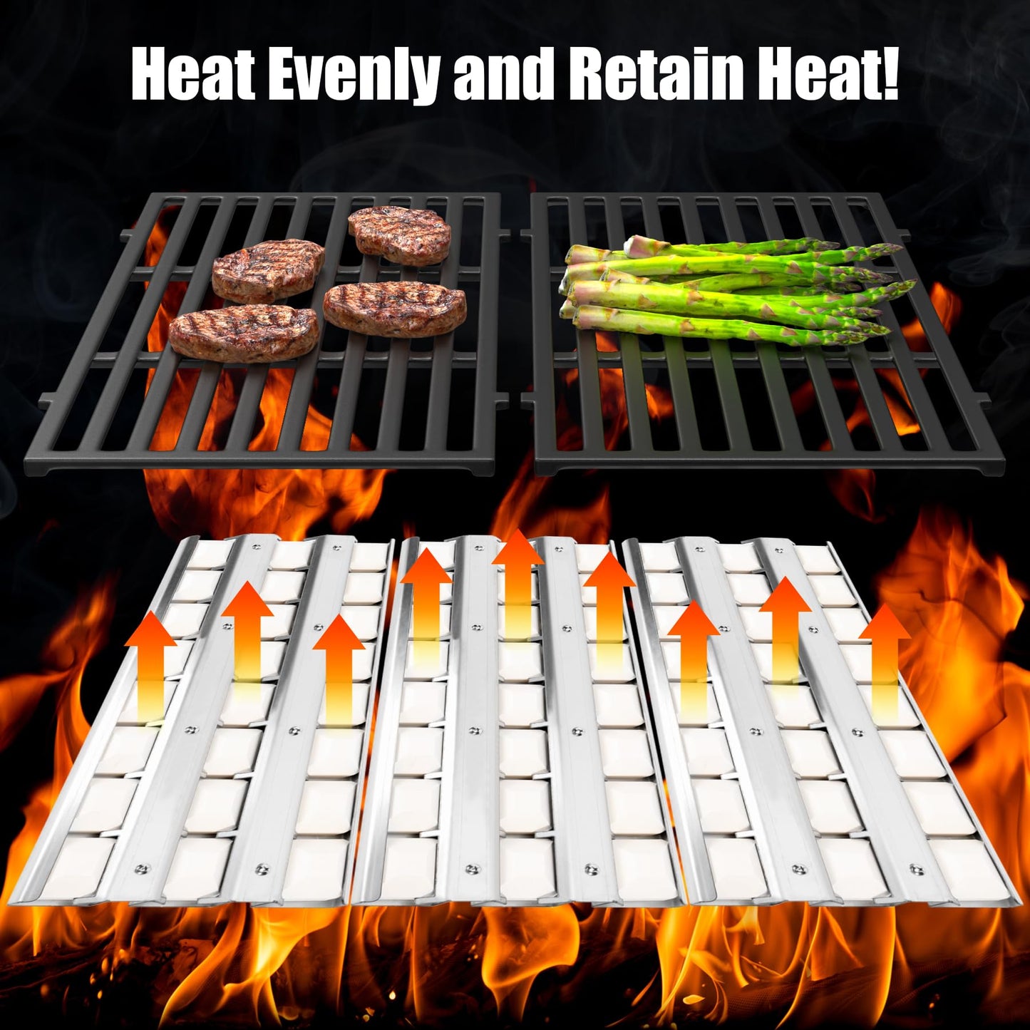 KEESHA 18 5/8" BBQ Grill Briquette Tray Heat Plates Shield Replacement for DCS Grill Parts, Perfect DCS Grill Briquette Tray Accessories, Compatible with DCS 27DBQ, 27DBQR, 27DBR, 27DSBQ, 2-Pack